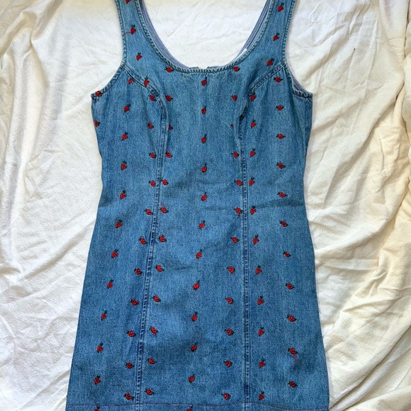 Upcyled Rose Denim Mini Dress main image 0